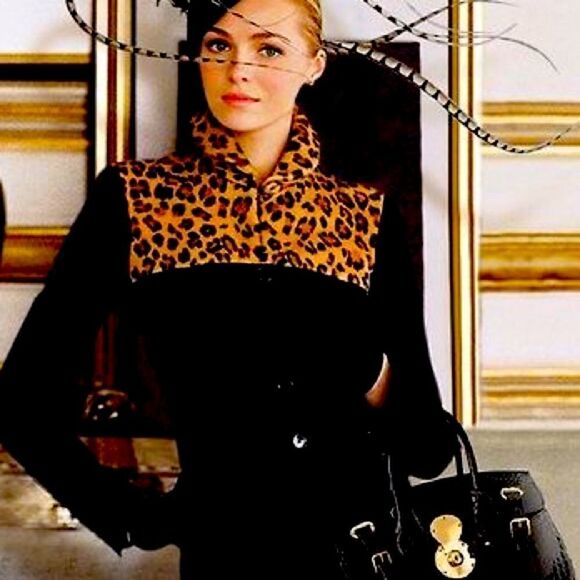Vtg Ralph Lauren Fall 08 Collection Black Cashmere Leopard Print Cocktail Jacket - Picture 1 of 16